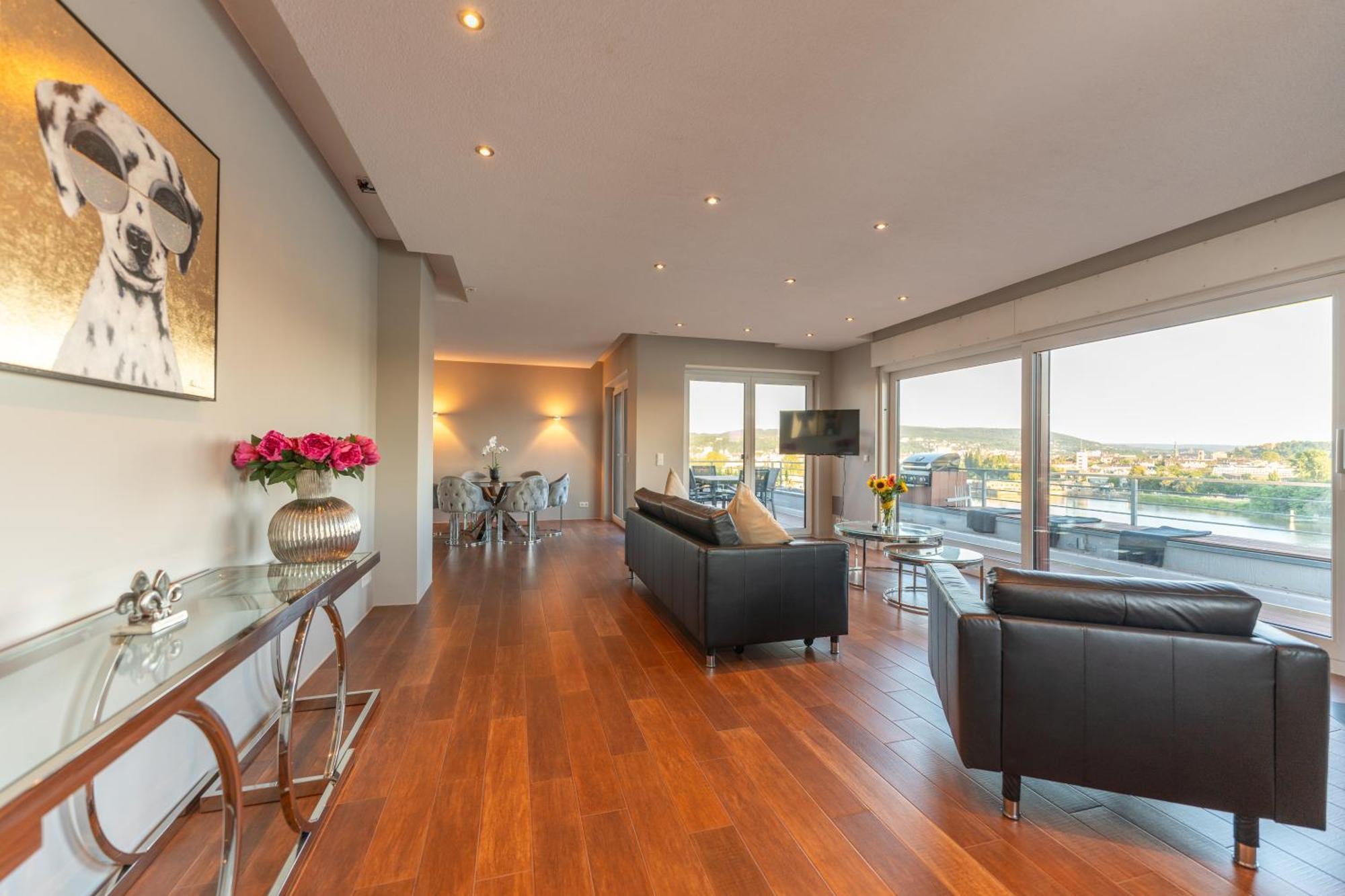 Penthouse Wohnung Mit Schoenem Moselblick In Metternich Koblenz  Kültér fotó